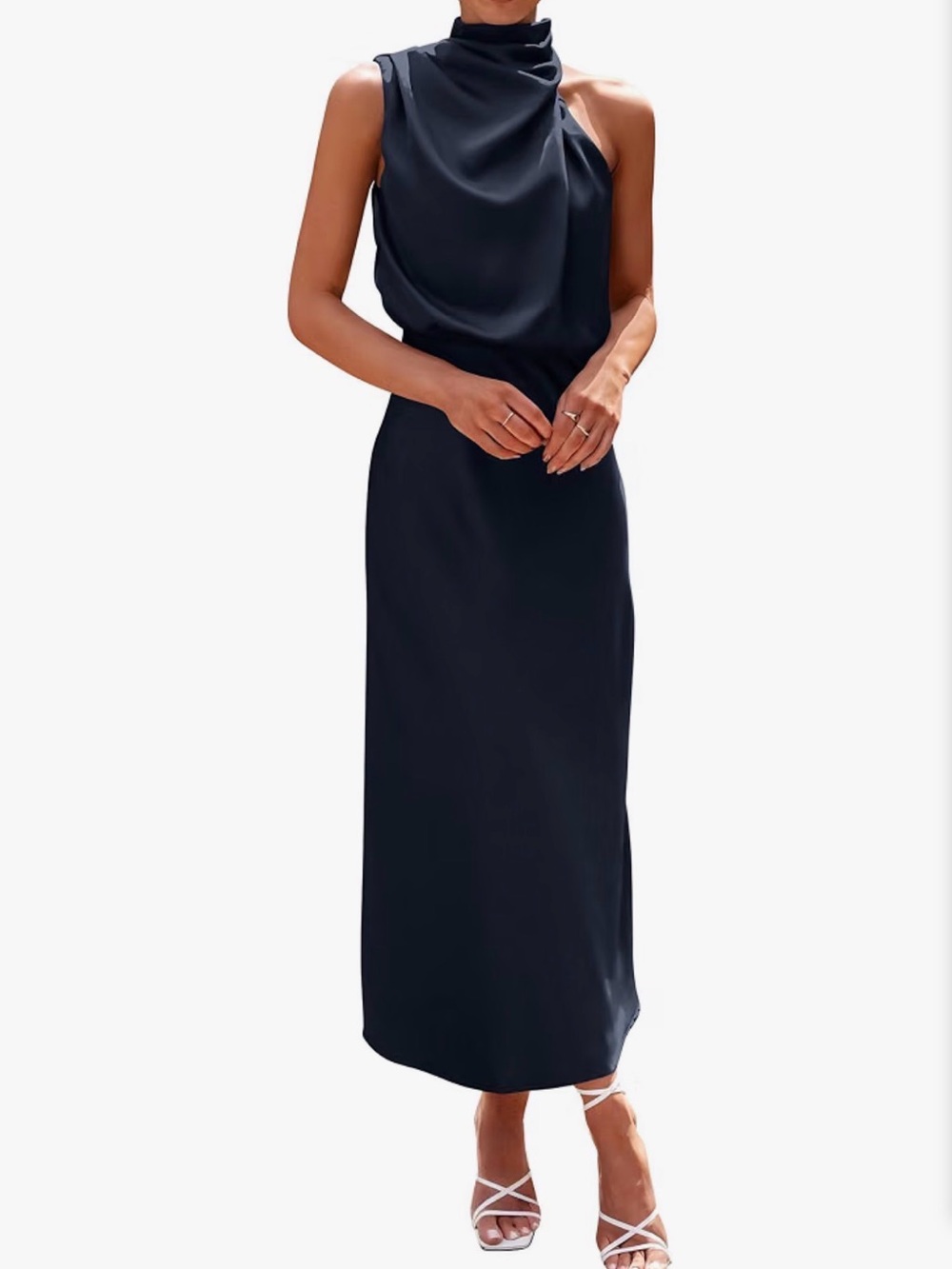 High-Neck Sleeveless Maxi Dress - Black